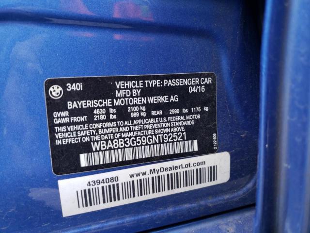 WBA8B3G59GNT92521 BMW 340 I