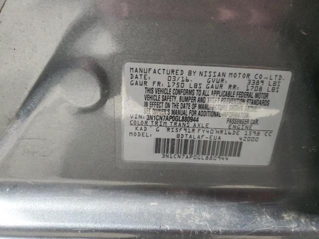 3N1CN7AP0GL880944 Nissan VERSA S