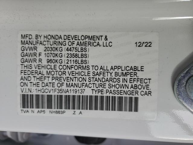 1HGCV1F35NA119137 Honda Accord Sport