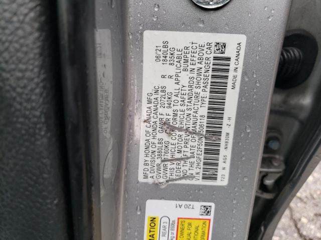 2HGFE2F50NH506118 Honda Civic Sport