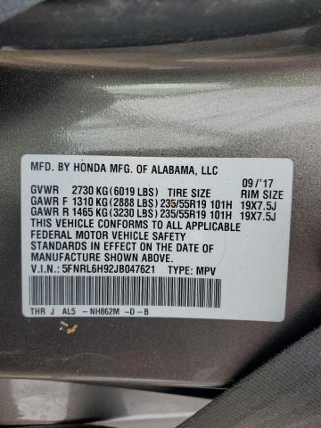 5FNRL6H92JB047621 Honda Odyssey Elite