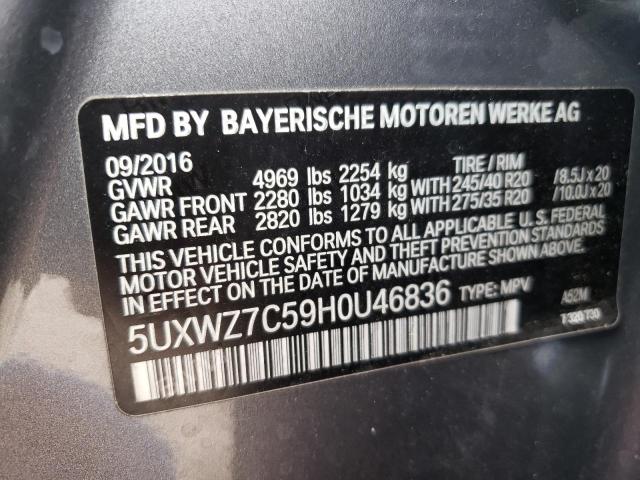 5UXWZ7C59H0U46836 BMW X3 Sdrive28i