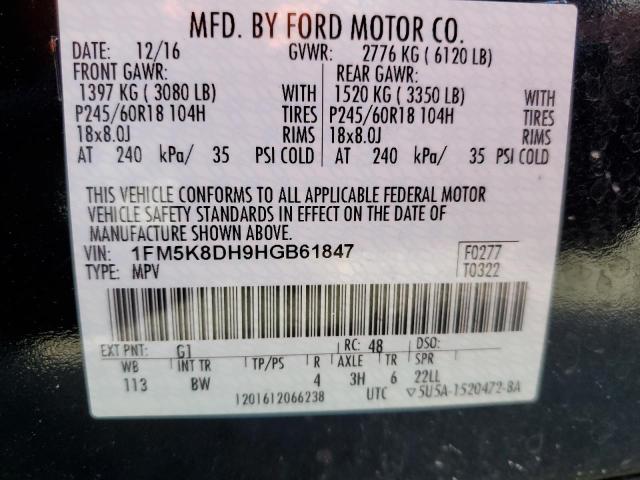 1FM5K8DH9HGB61847 Ford EXPLORER XLT