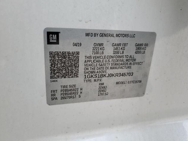 1GKS1BKJ0KR345703 GMC YUKON SLT