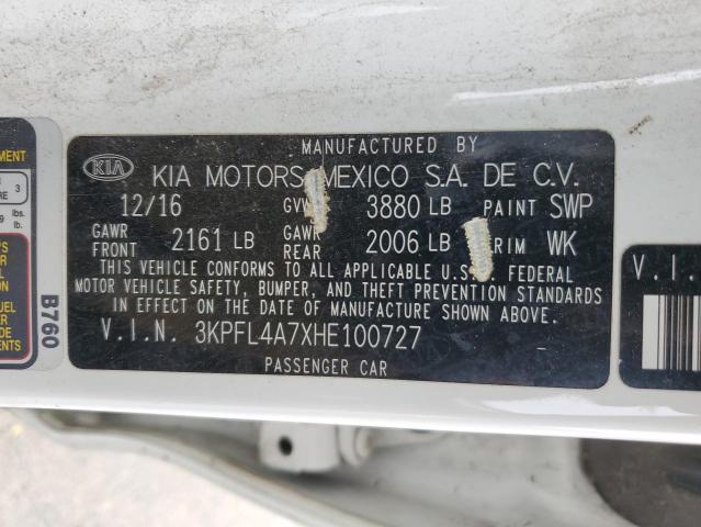 3KPFL4A7XHE100727 KIA FORTE LX