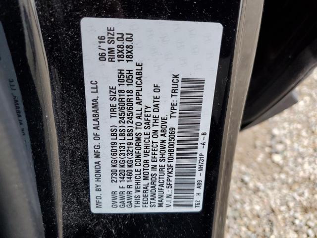 5FPYK3F10HB005069 Honda Ridgeline Sport