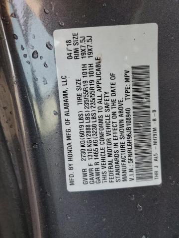 5FNRL6H96JB108940 Honda Odyssey Elite