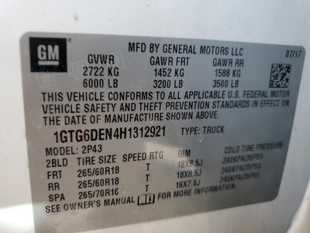 1GTG6DEN4H1312921 GMC CANYON SLT
