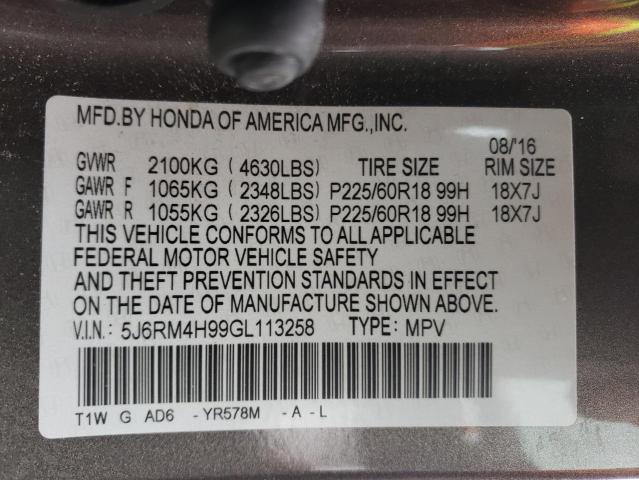5J6RM4H99GL113258 Honda Cr-v Touring