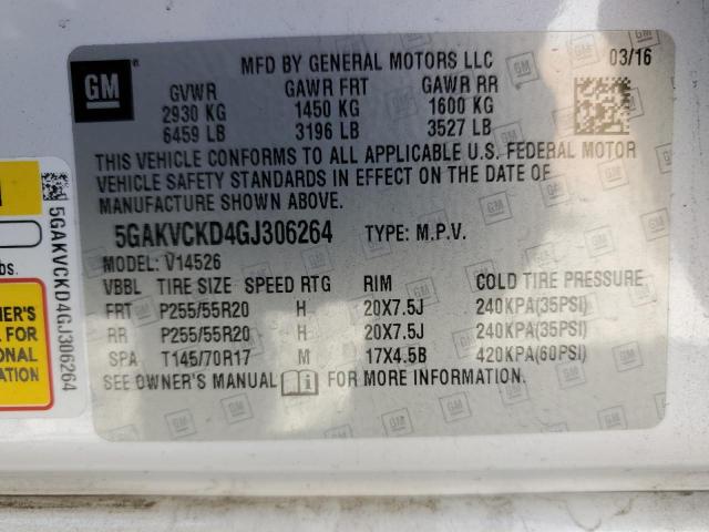 5GAKVCKD4GJ306264 Buick Enclave