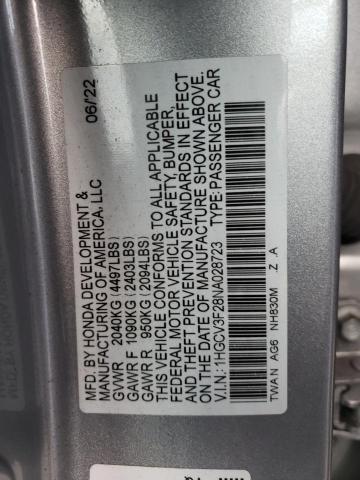 1HGCV3F28NA028723 Honda Accord Hybrid Sport