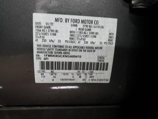 1FM5K8GCXNGA89410 Ford Explorer St