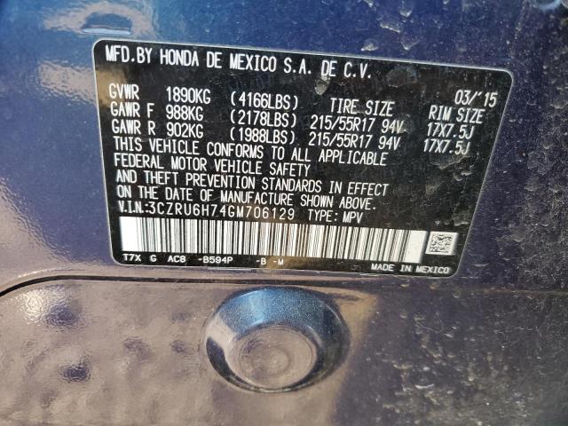 3CZRU6H74GM706129 Honda Hr-v Exl