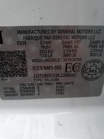 1GTU9DED3KZ248042 GMC Sierra K1500 Slt