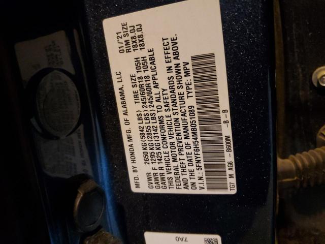 5FNYF6H54MB051089 Honda PILOT EXL