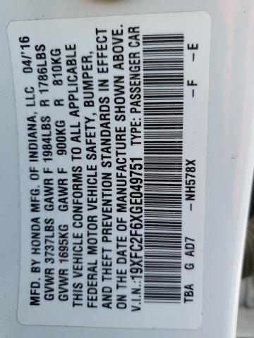19XFC2F6XGE049751 Honda Civic Lx