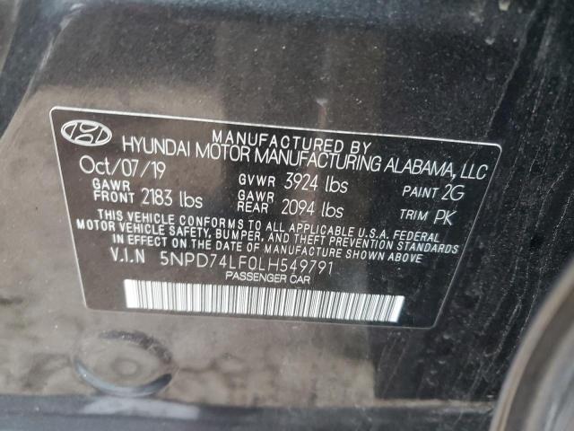5NPD74LF0LH549791 Hyundai ELANTRA SE