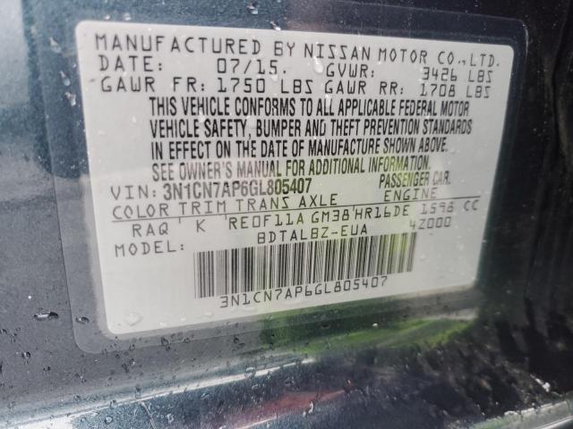 3N1CN7AP6GL805407 Nissan VERSA S