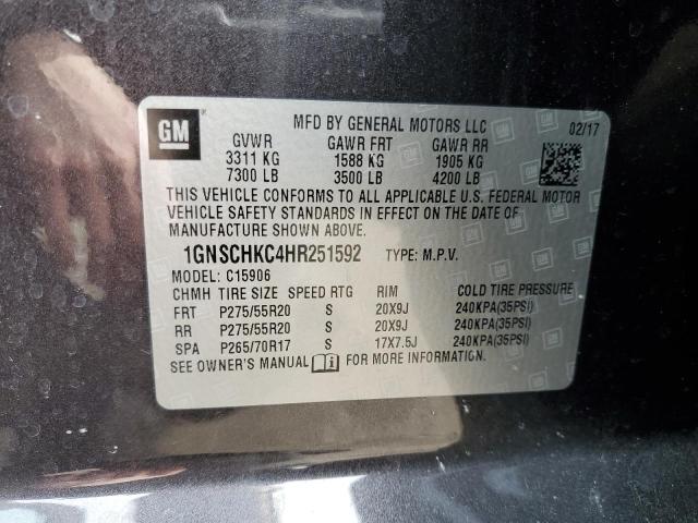 1GNSCHKC4HR251592 Chevrolet Suburban C1500 Lt