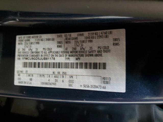 1FMCU9GD5JUB81178 Ford ESCAPE SE