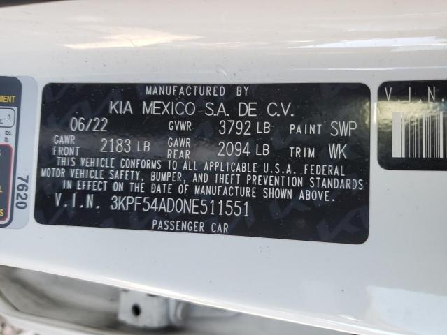 3KPF54AD0NE511551 KIA Forte Gt Line
