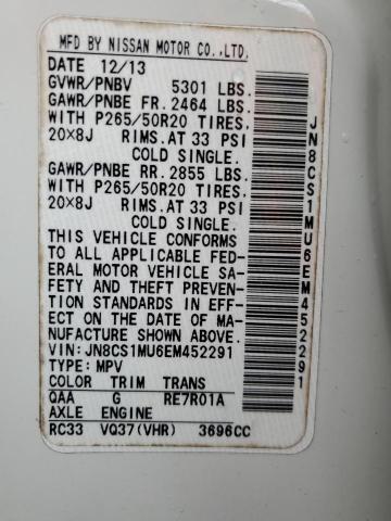 JN8CS1MU6EM452291 Infiniti QX70