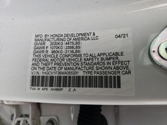 1HGCV1F36MA065331 Honda Accord Sport