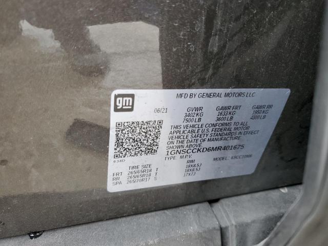 1GNSCCKD6MR401675 Chevrolet Suburban C1500 Lt