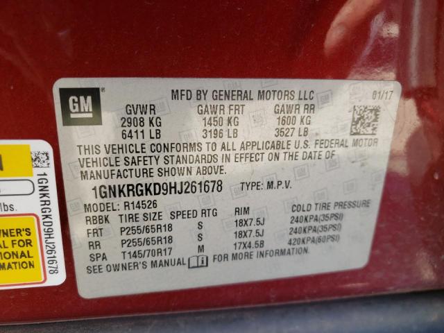 1GNKRGKD9HJ261678 Chevrolet Traverse Lt