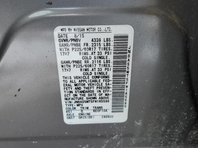 JN8AS5MT5FW165598 Nissan Rogue Select S