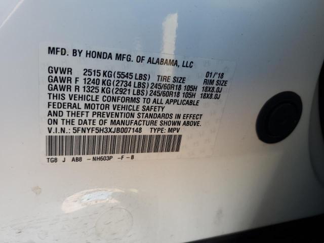 5FNYF5H3XJB007148 Honda Pilot Ex