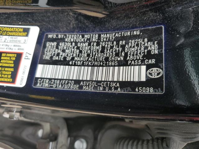 4T1BF1FK7HU421865 Toyota CAMRY LE