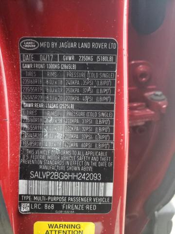 SALVP2BG6HH242093 Land Rover Range Rover Evoque Se