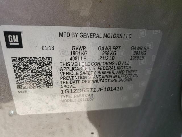 1G1ZD5ST1JF181410 Chevrolet MALIBU LT