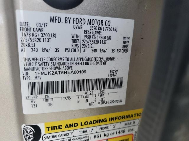 1FMJK2AT5HEA60109 Ford Expedition El Limited