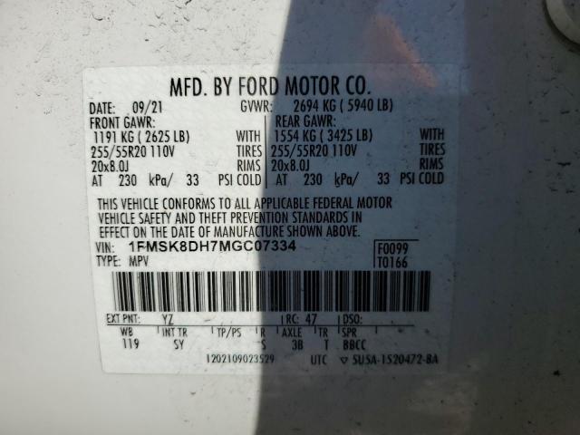 1FMSK8DH7MGC07334 Ford EXPLORER XLT