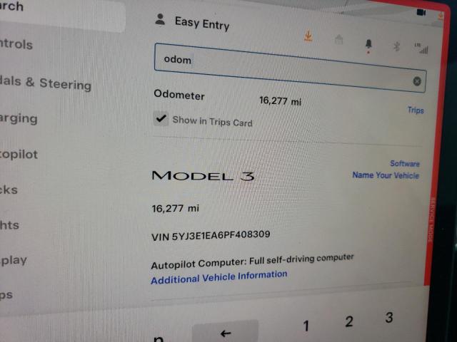 5YJ3E1EA6PF408309 Tesla MODEL 3