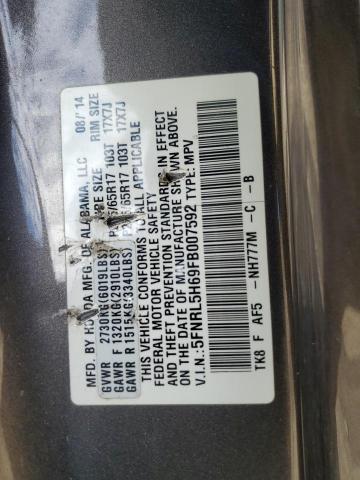 5FNRL5H69FB007592 Honda ODYSSEY EXL