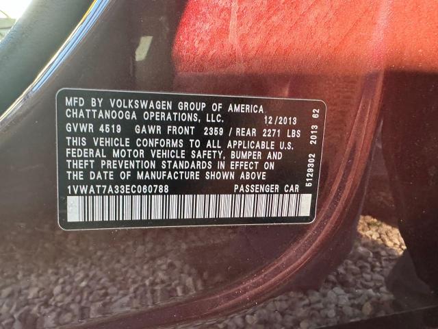 1VWAT7A33EC060788 Volkswagen PASSAT S