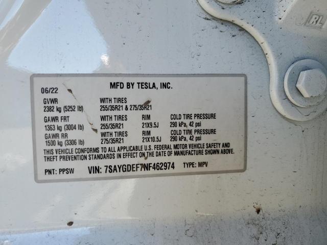 7SAYGDEF7NF462974 Tesla Model Y