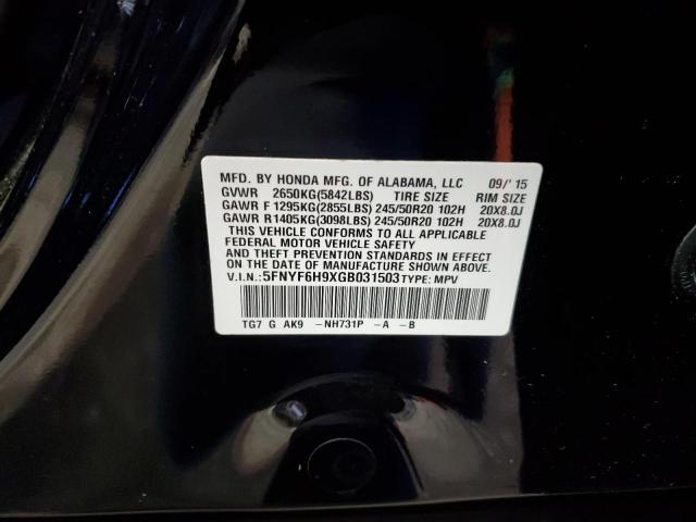 5FNYF6H9XGB031503 Honda Pilot Touring
