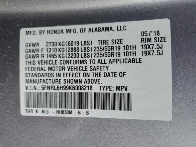 5FNRL6H99KB008218 Honda Odyssey Elite