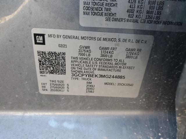 3GCPYBEK3MG244885 Chevrolet Silverado K1500 Custom