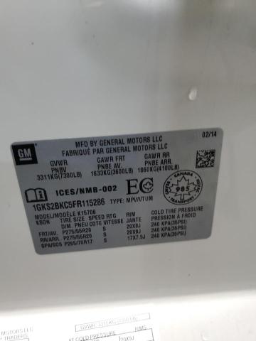 1GKS2BKC5FR115286 GMC YUKON SLT