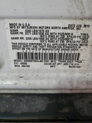 4A4AP3AWXFE038599 Mitsubishi Outlander Sport Es