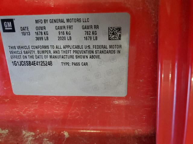 1G1JC6SB4E4125248 Chevrolet SONIC LT