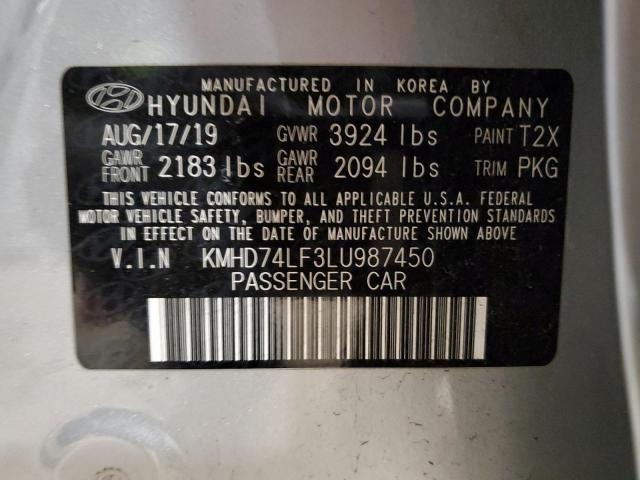 KMHD74LF3LU987450 Hyundai ELANTRA SE
