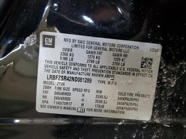 LRBFZSR42ND081289 Buick Envision Avenir