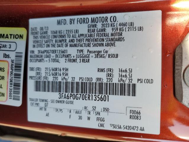 3FA6P0G70ER135601 Ford FUSION S