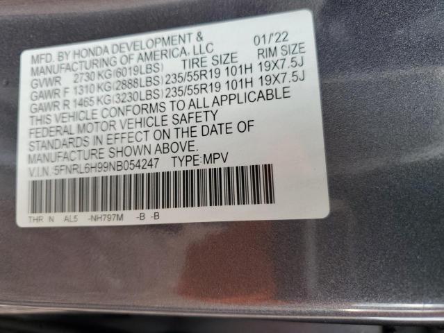 5FNRL6H99NB054247 Honda Odyssey Elite